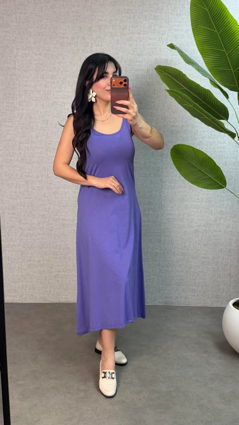 Mamo Lila Askılı Elbise - Mamo kadın butik elbise