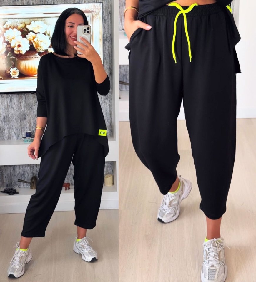 Mamo Siyah Viskon Takım - Mamo kadın butik takım