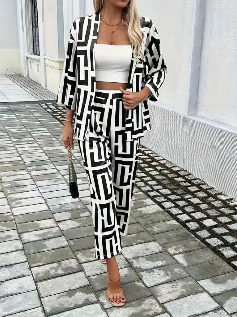Mamo Siyah Desenli Takım - Mamo kadın butik takım
