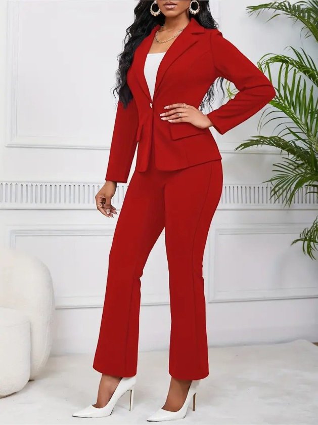 Mamo Kırmızı Krep Takım - Mamo kadın butik takım