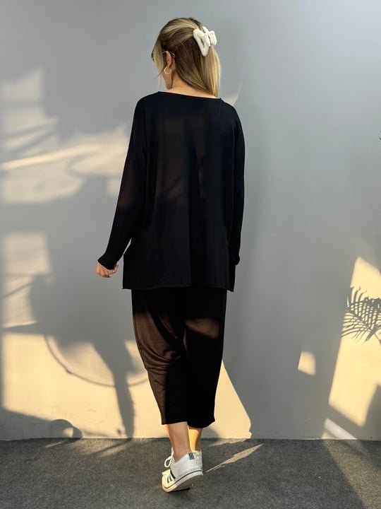 Mamo Siyah Viskon Takım - Mamo kadın butik takım