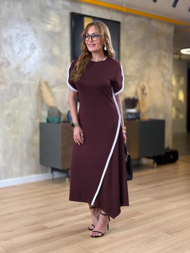 Mamo Bordo Mini Sim Detaylı Viskon Elbise - Mamo kadın butik elbise
