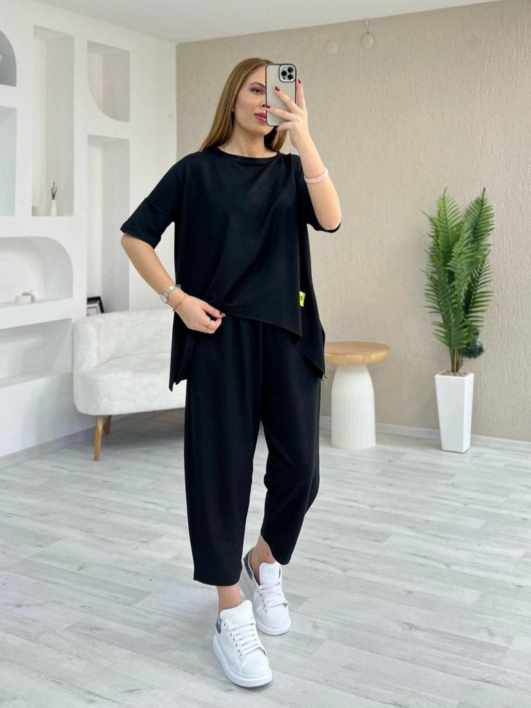 Mamo Siyah Viskon Takım - Mamo kadın butik takım