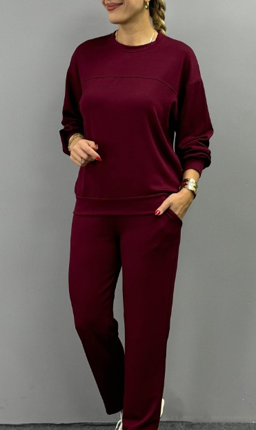 Mamo Bordo Viskon Takım - Mamo kadın butik takım