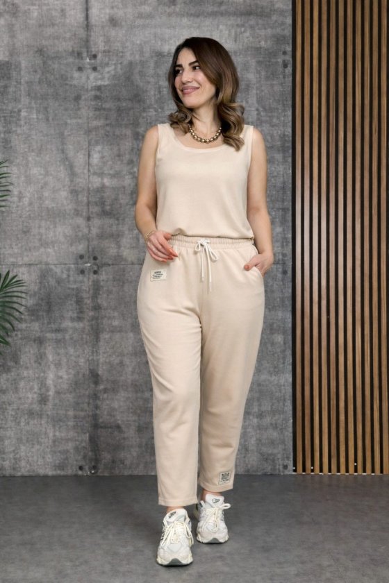 Mamo Bej Askılı Viskon Takım - Mamo kadın butik takım
