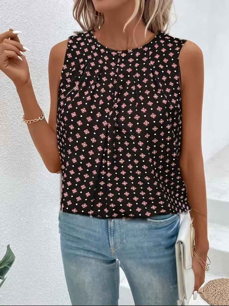 Mamo Siyah Askılı Desenli Bluz - Mamo kadın butik bluz
