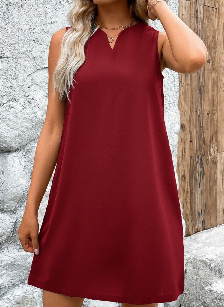 Mamo Kırmızı Mini Askılı V Yaka Elbise - Mamo kadın butik elbise