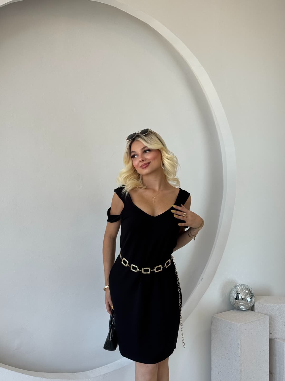 Mamo Siyah Askılı Elbise - Mamo kadın butik elbise