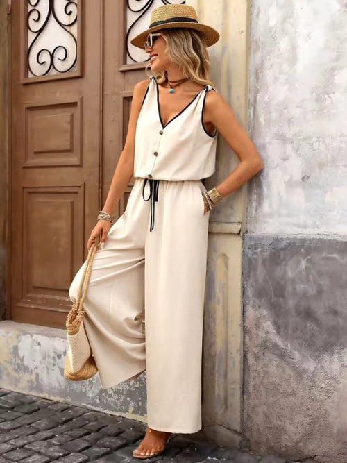 Mamo Bej V Yaka Tül Detaylı Bağlamalı Üst - Mamo kadın butik üst giyim