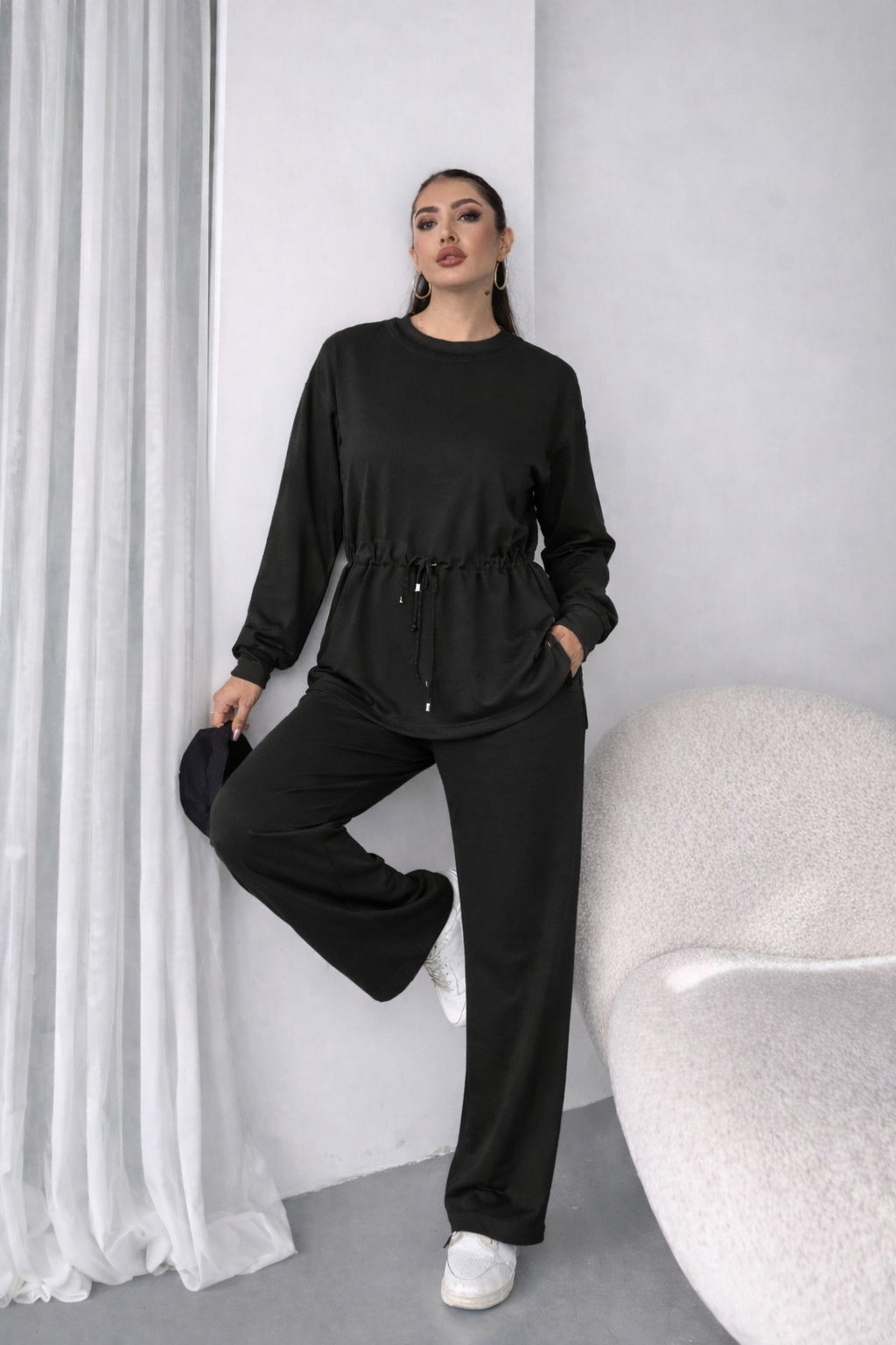 Mamo Siyah Viskon Takım - Mamo kadın butik takım