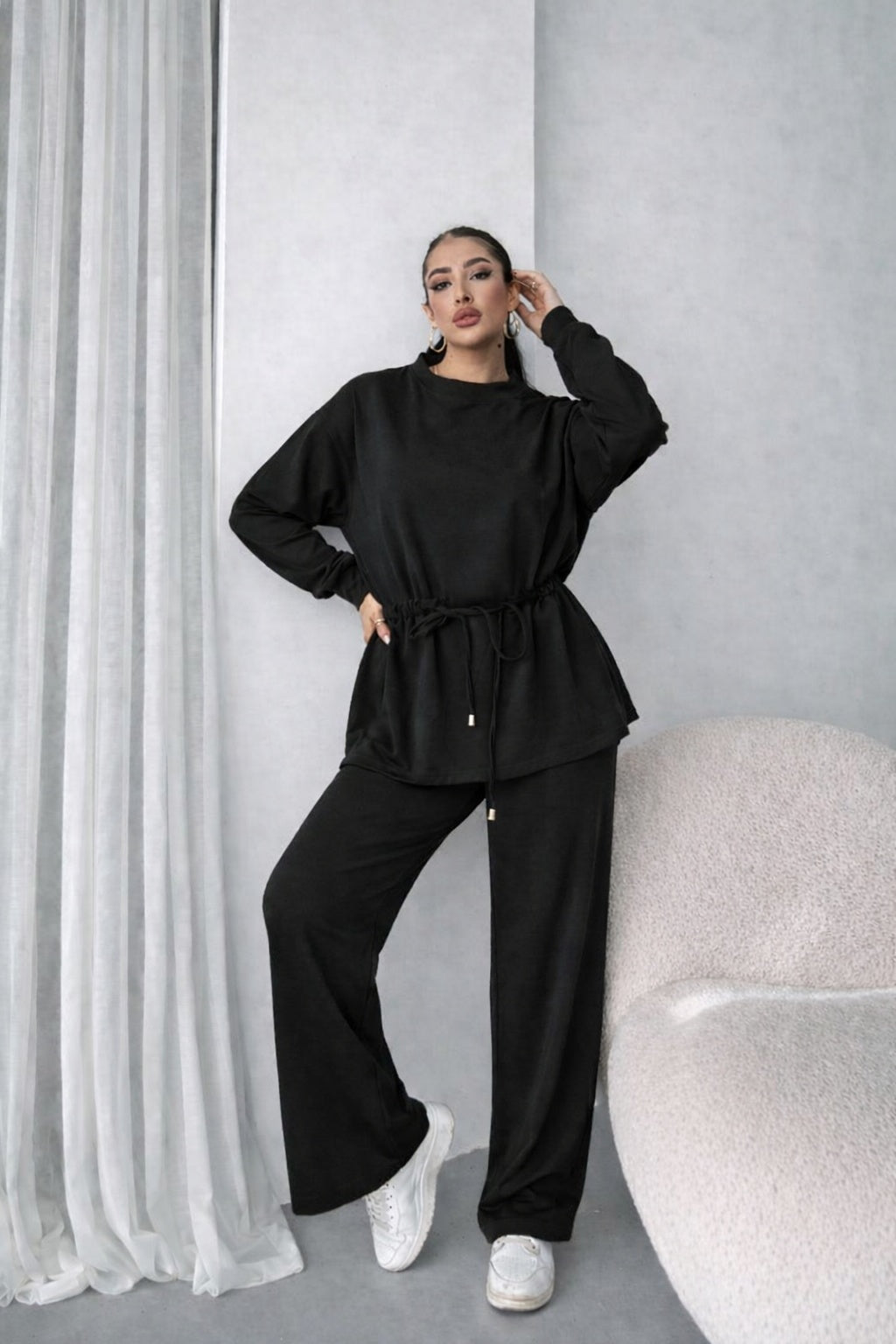 Mamo Siyah Viskon Takım - Mamo kadın butik takım