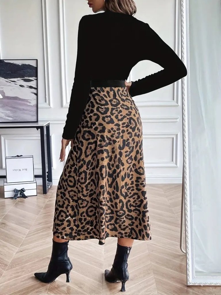 Mamo Siyah Midi Krep Elbise - Mamo kadın butik elbise