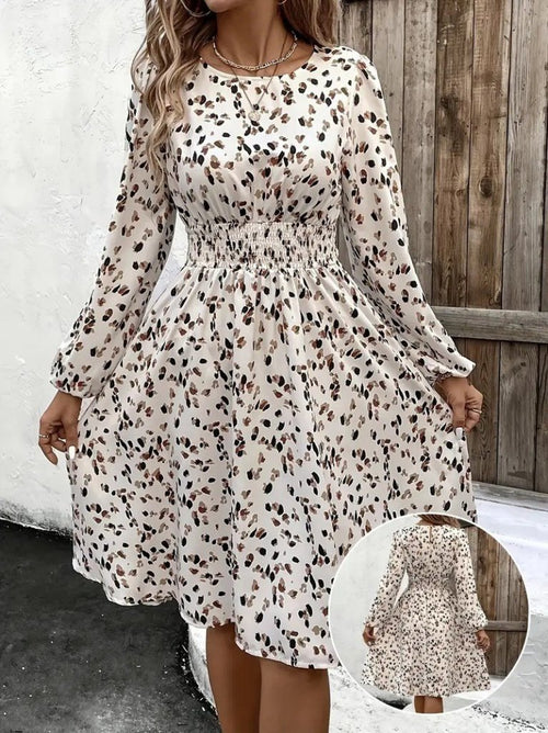 Mamo Bej Midi Elbise - Mamo kadın butik elbise