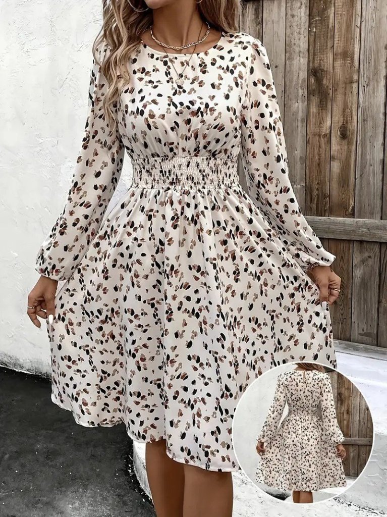 Mamo Bej Midi Elbise - Mamo kadın butik elbise