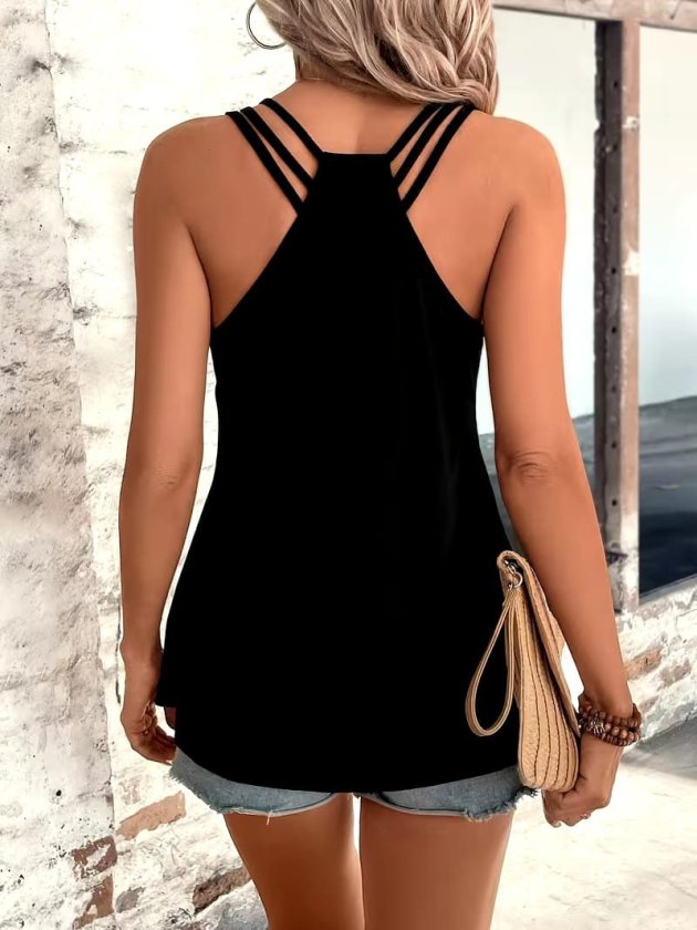 Mamo Siyah Askılı Viskon Elbise - Mamo kadın butik elbise