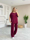 Mamo Bordo Viskon Takım - Mamo kadın butik takım