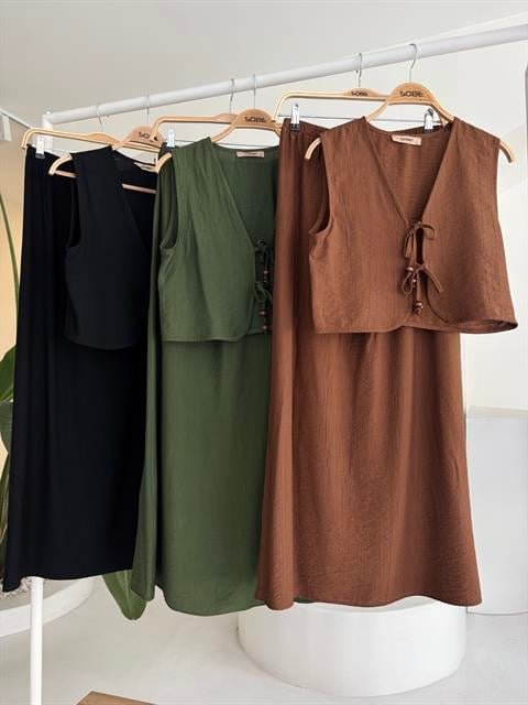 Mamo Haki Bağlamalı Takım - Mamo kadın butik takım