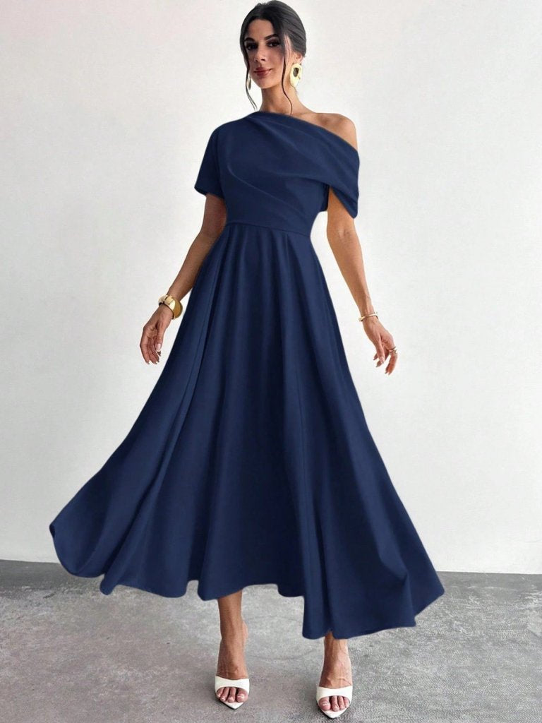 Mamo Lacivert Mini Krep Elbise - Mamo kadın butik elbise