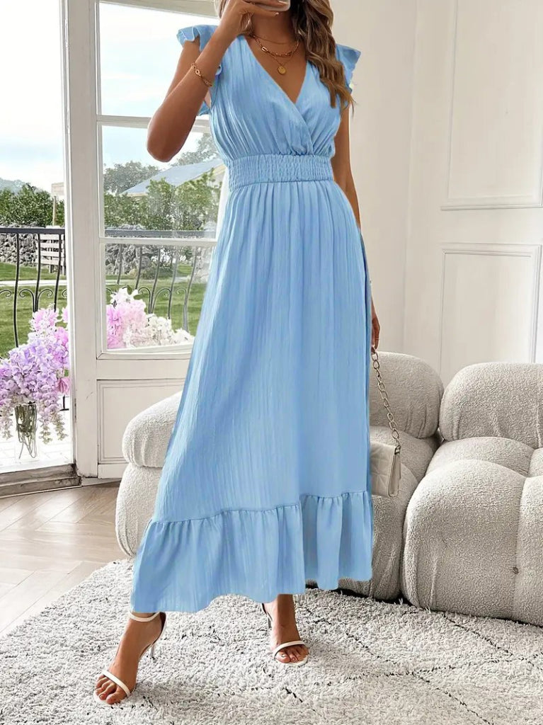 Mamo Mavi Mini Kruvaze Elbise - Mamo kadın butik elbise