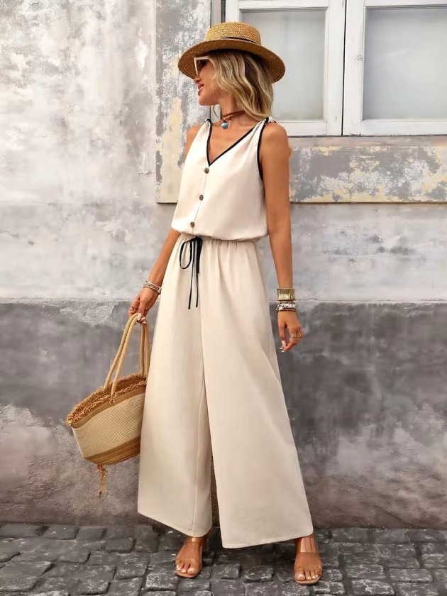 Mamo Bej V Yaka Tül Detaylı Bağlamalı Üst - Mamo kadın butik üst giyim