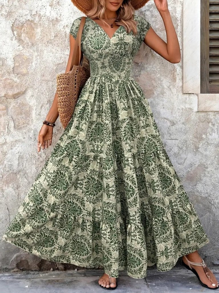 Mamo Desenli Mini Kruvaze Elbise - Mamo kadın butik elbise