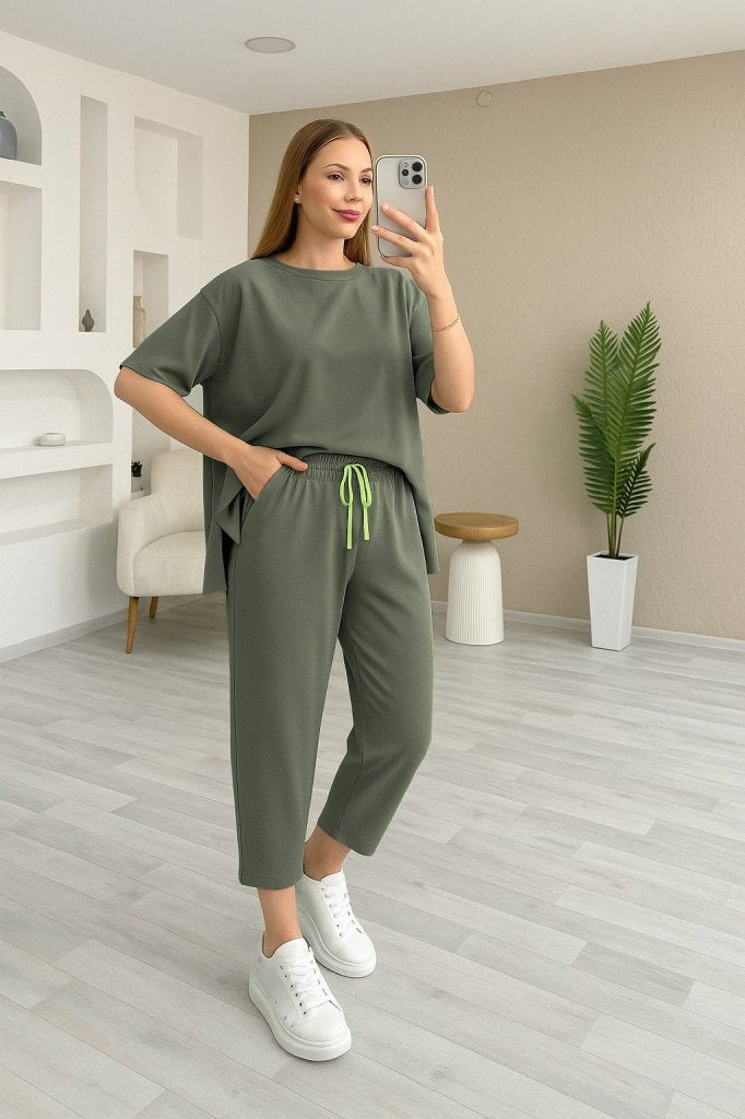 Mamo Haki Viskon Takım - Mamo kadın butik takım