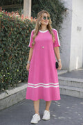 Mamo Pembe Mini Viskon Elbise - Mamo kadın butik elbise