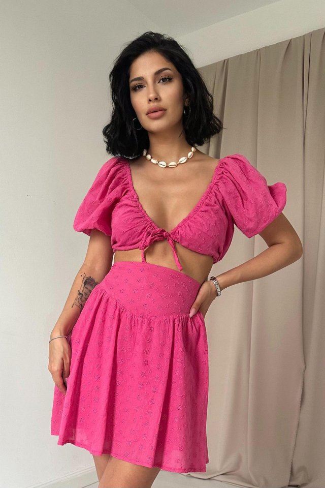 Mamo Fuşya Crop Takım - Mamo kadın butik takım