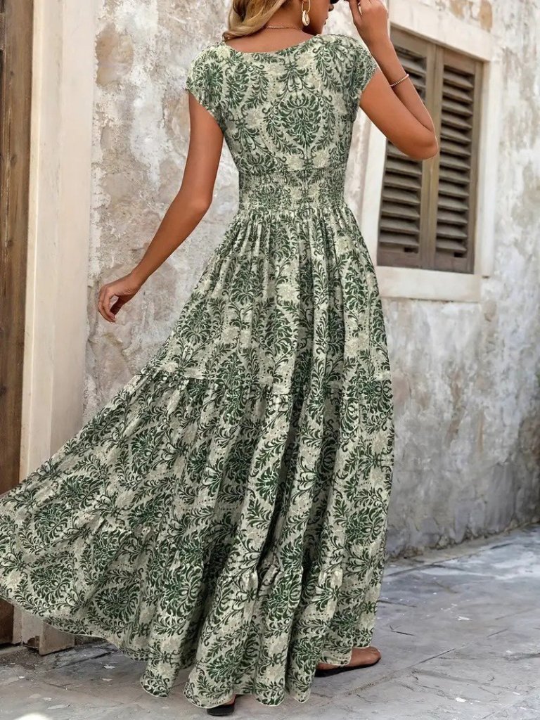 Mamo Desenli Mini Kruvaze Elbise - Mamo kadın butik elbise