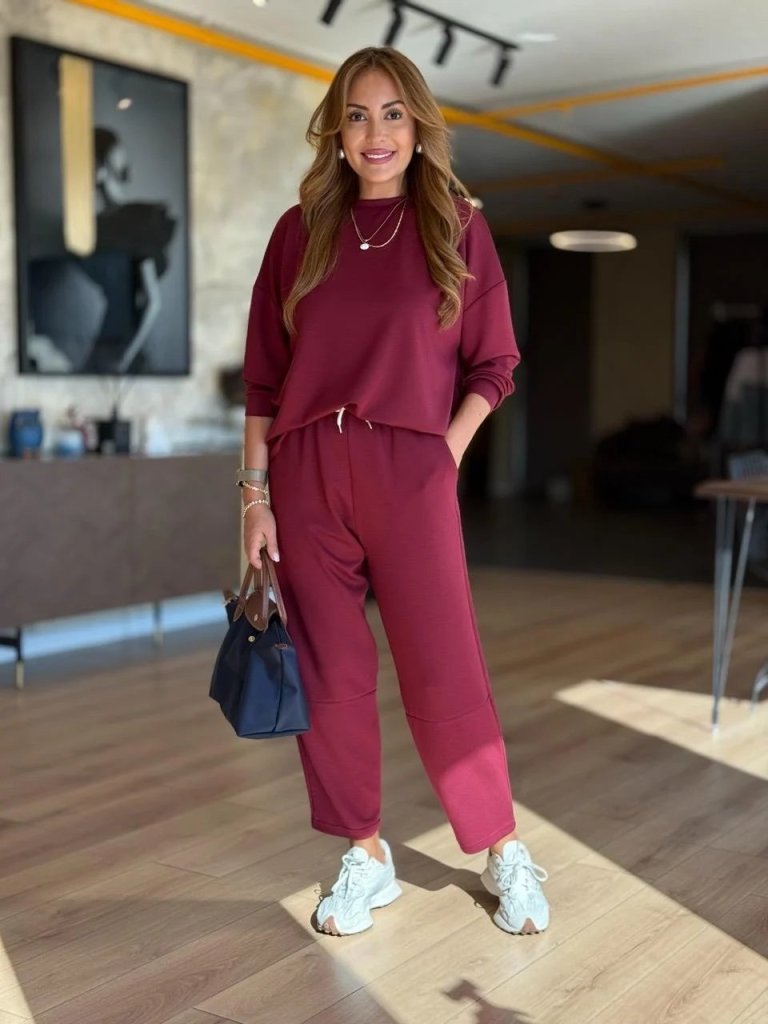 Mamo Bordo Viskon Takım - Mamo kadın butik takım