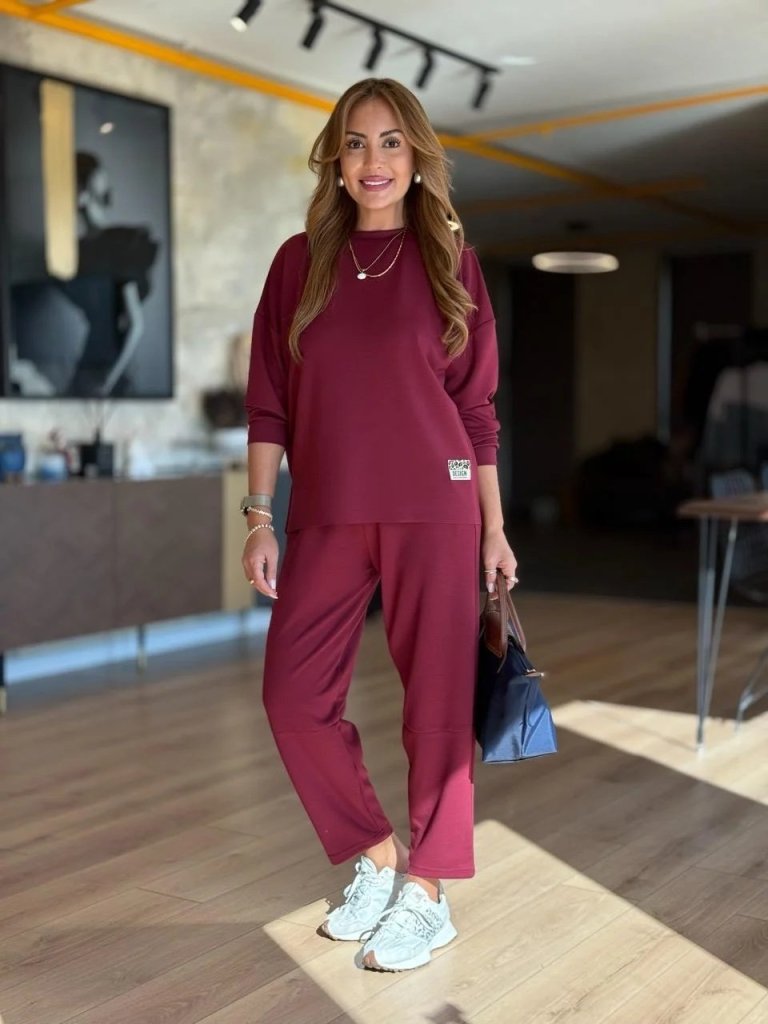 Mamo Bordo Viskon Takım - Mamo kadın butik takım