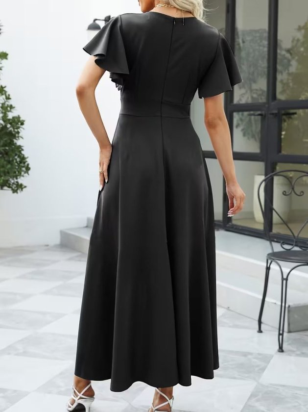 Mamo Siyah Mini Kruvaze Sim Detaylı Elbise - Mamo kadın butik elbise