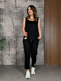Mamo Siyah Askılı Viskon Takım - Mamo kadın butik takım
