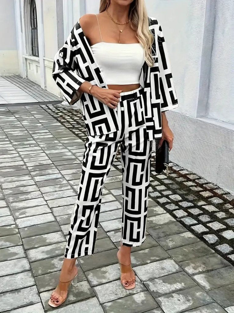 Mamo Siyah Desenli Takım - Mamo kadın butik takım