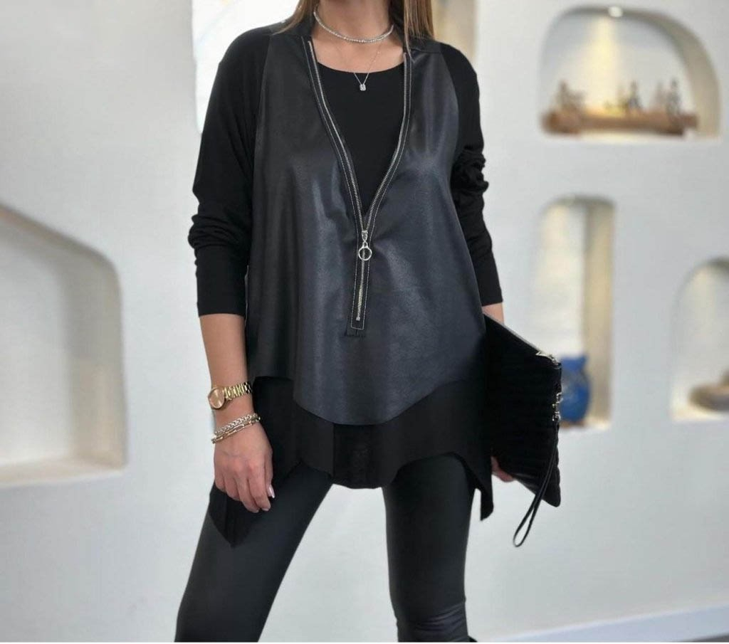 Mamo Siyah Yelekli Takım - Mamo kadın butik takım