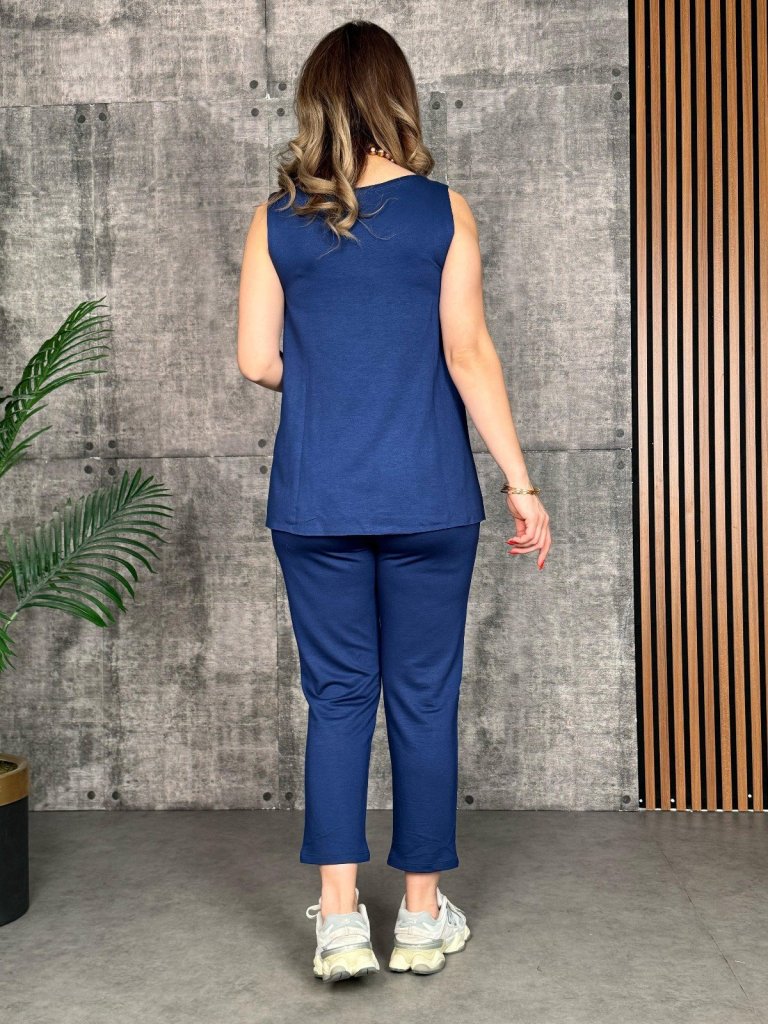 Mamo Lacivert Askılı Viskon Takım - Mamo kadın butik takım
