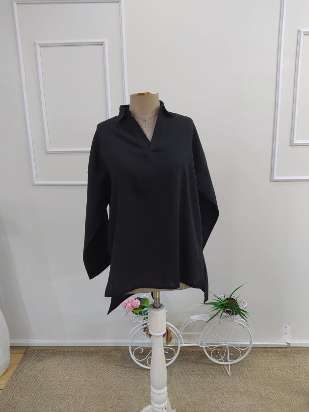 Mamo Siyah Şık Bluz - Mamo kadın butik bluz