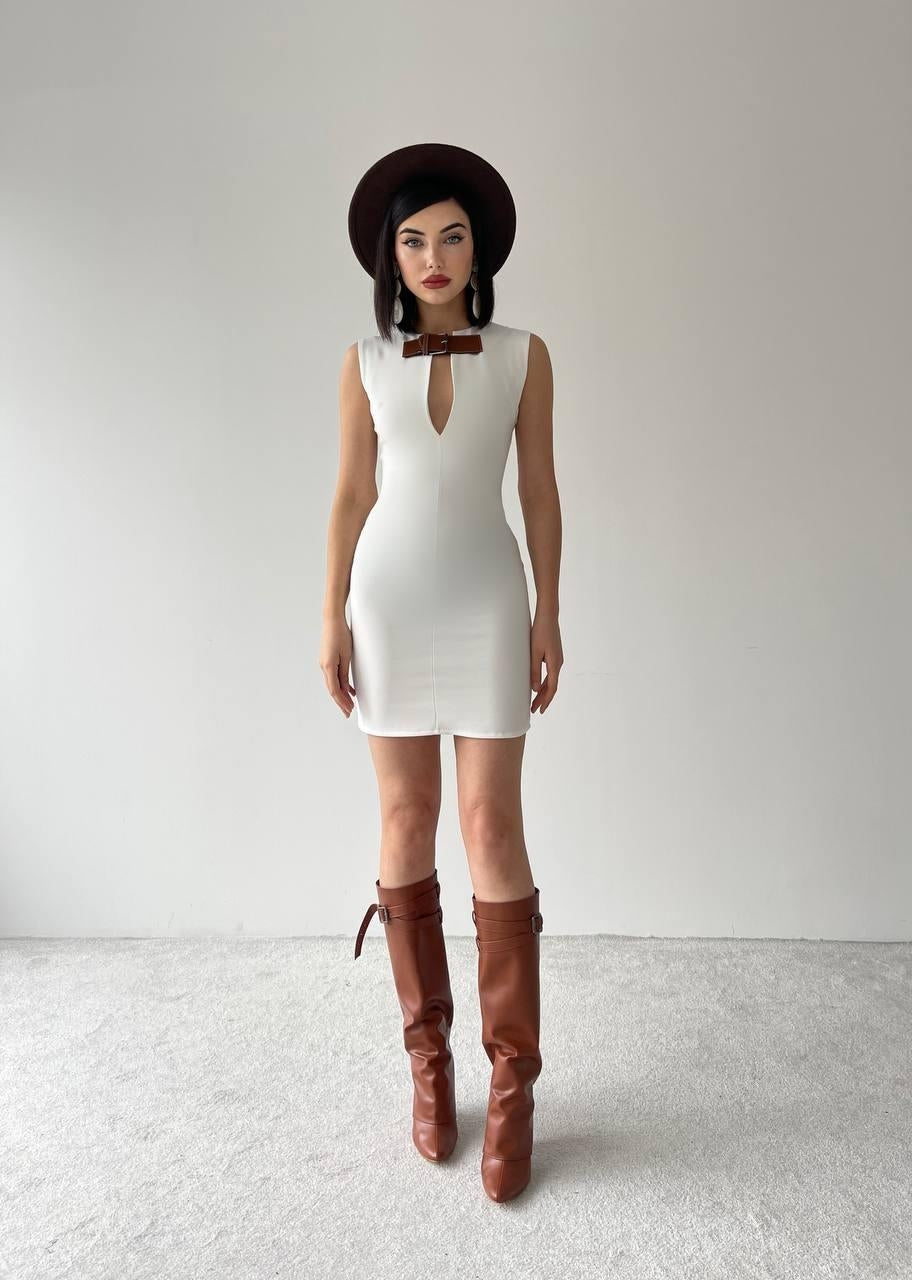 Mamo Beyaz Mini Elbise - Mamo kadın butik elbise