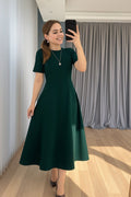 Mamo Yeşil Mini Krep Elbise - Mamo kadın butik elbise