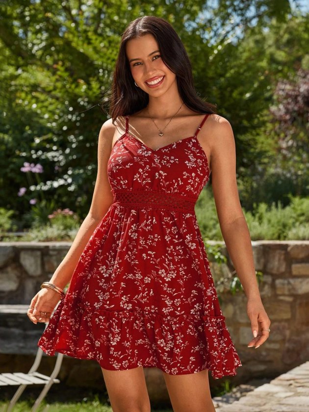 Mamo Kırmızı Mini Askılı V Yaka Elbise - Mamo kadın butik elbise