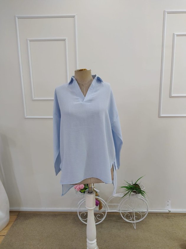 Mamo Mavi Şık Bluz - Mamo kadın butik bluz