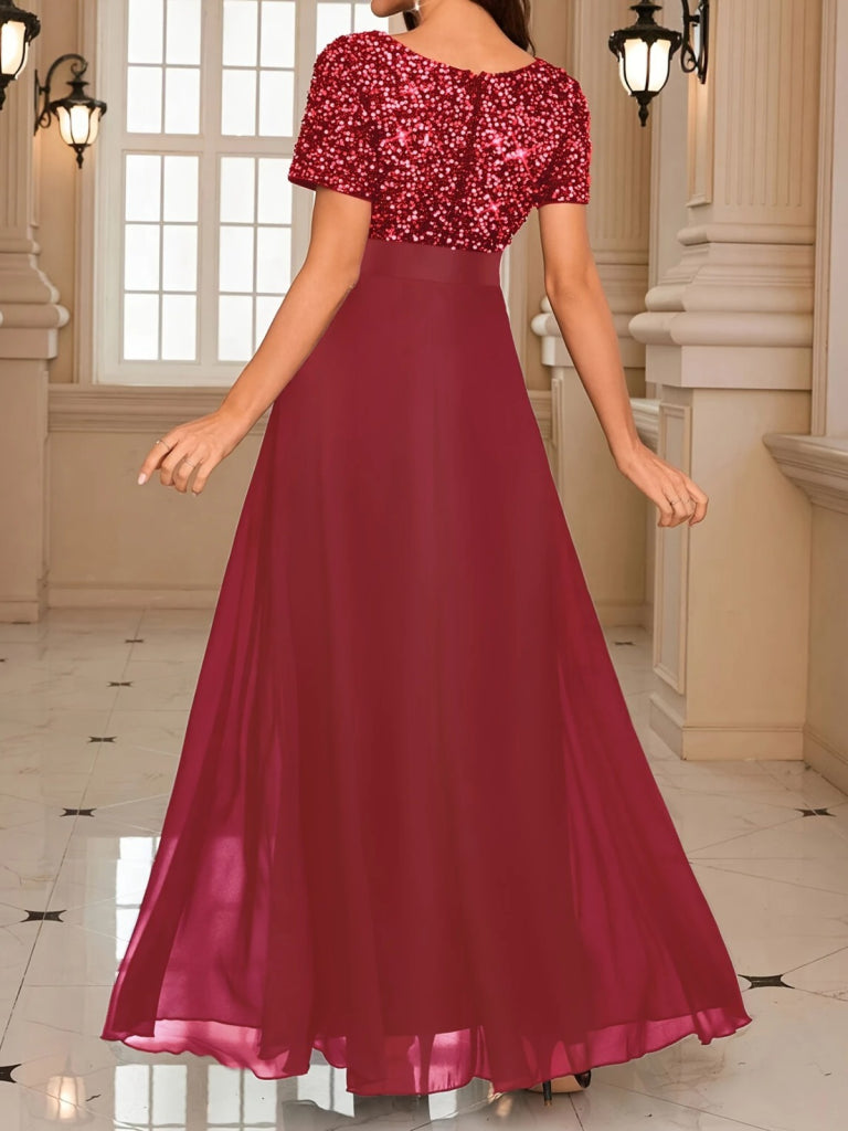 Mamo Kırmızı Mini V Yaka Payet Detaylı Elbise - Mamo kadın butik elbise