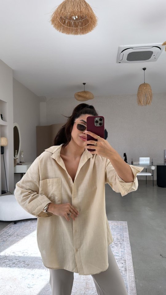 Mamo Vizon Cepli Gömlek - Mamo kadın butik üst giyim