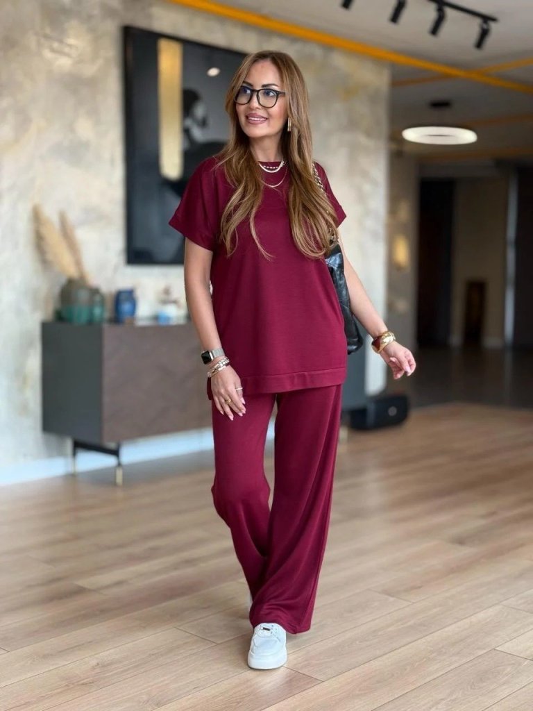 Mamo Bordo Viskon Takım - Mamo kadın butik takım