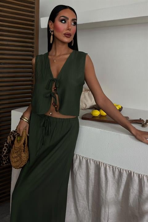 Mamo Haki Bağlamalı Takım - Mamo kadın butik takım