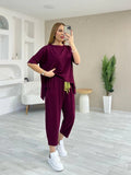 Mamo Bordo Viskon Takım - Mamo kadın butik takım