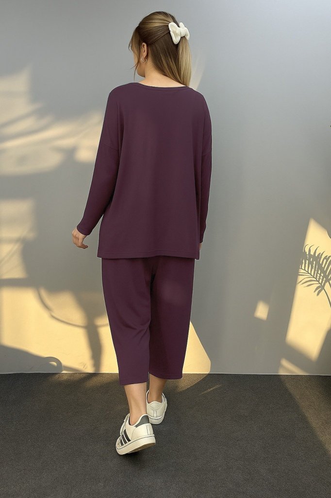 Mamo Bordo Viskon Takım - Mamo kadın butik takım