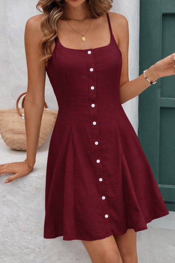 Mamo Kırmızı Mini Askılı Elbise - Mamo kadın butik elbise
