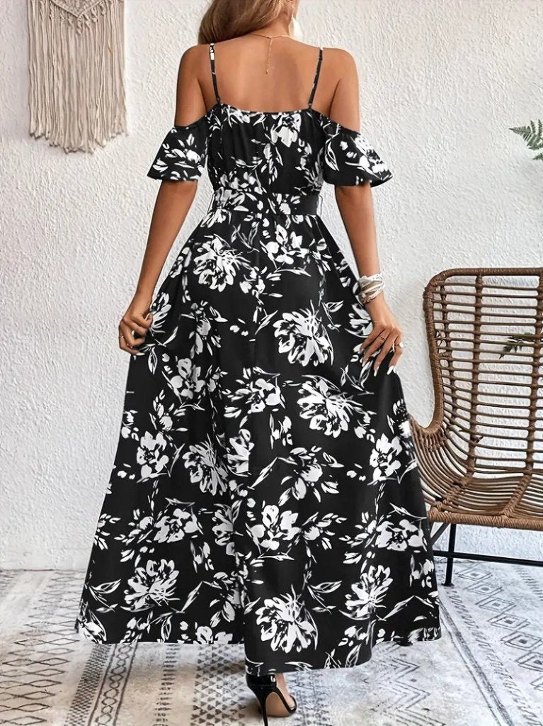 Mamo Siyah Mini Askılı Kruvaze Elbise - Mamo kadın butik elbise