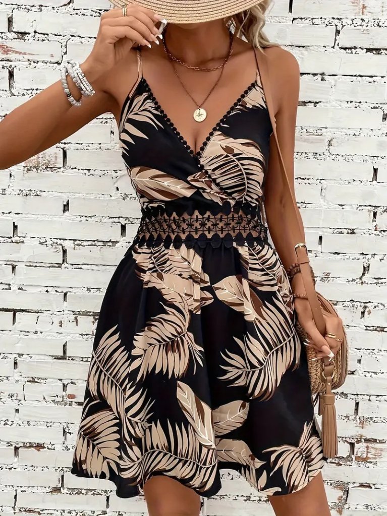 Mamo Siyah Mini Askılı Kruvaze Elbise - Mamo kadın butik elbise